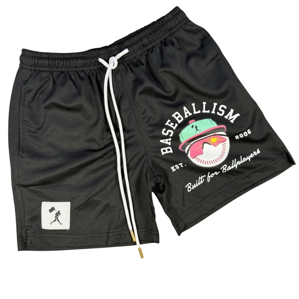 Baseballism Mesh Shorts Youth Medium Black Graphic Athletic Built 4 Ballplayers
